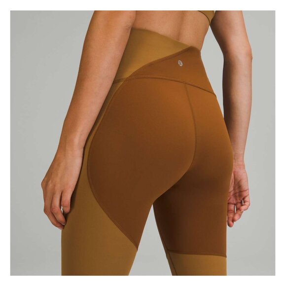 Lululemon Nulu Colour Block High-Rise Tight 25" Copper Brown/Bold Beige Size 2 - Picture 2 of 8